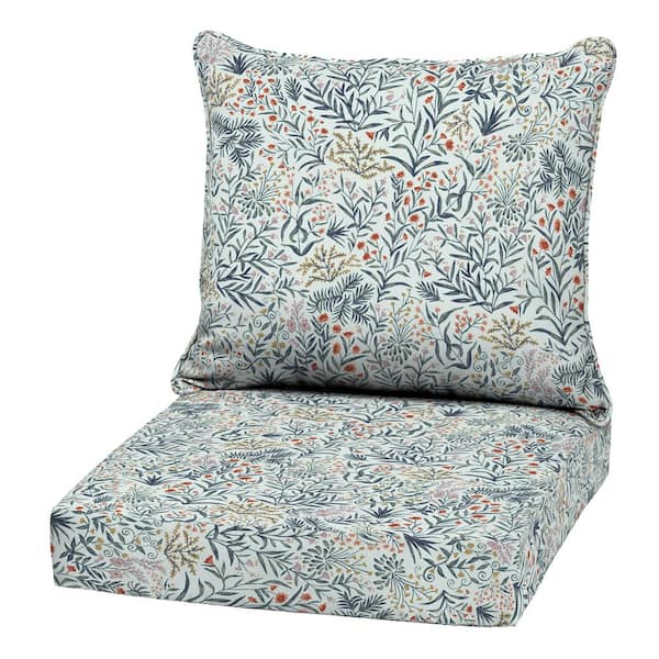 22 in x 24in 2-Piece Deep Seating Outdoor Lounge Chair Cushion, Pistachio Botanical