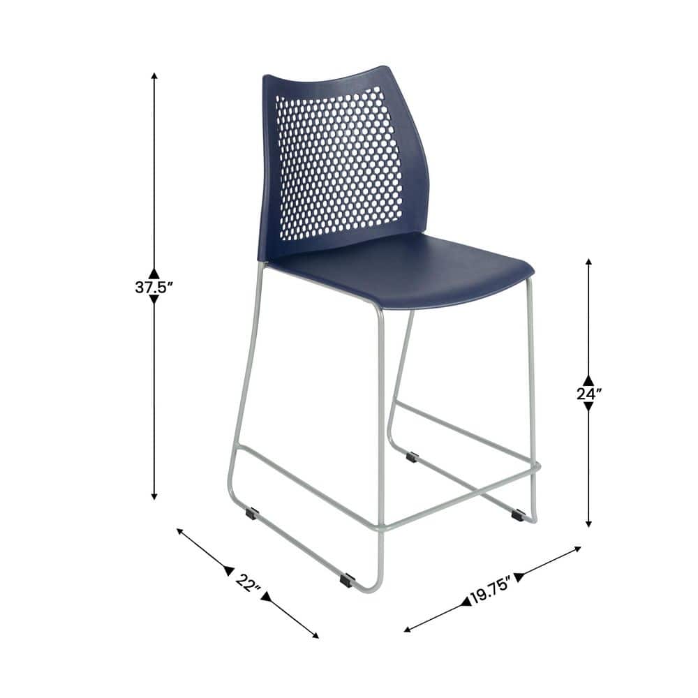 Dimensional measurements of the barstool.