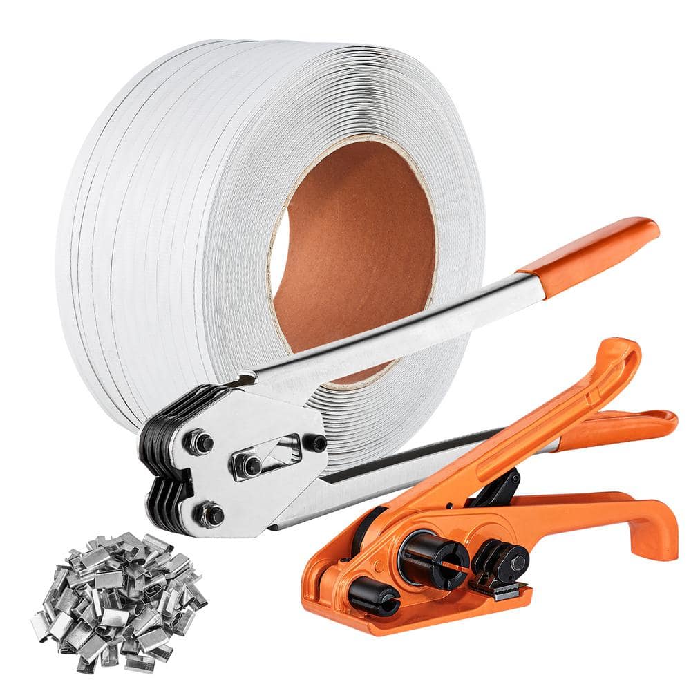 All-in-One Banding Strapping Kit With Poly Strapping Tensioner 300ft Black Pp Band 100 Metal Seals And Sealer Tools