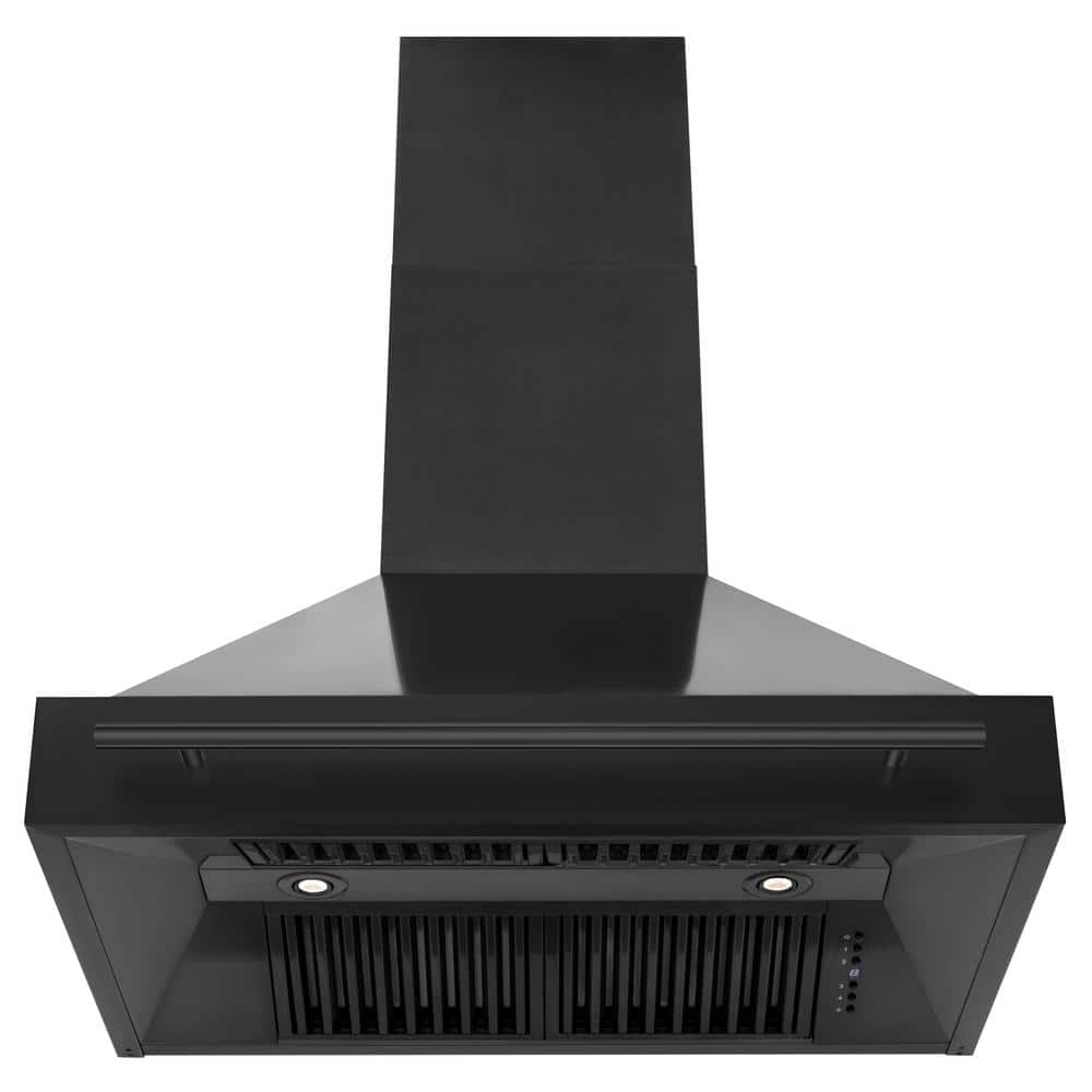 36" Black Stainless Steel Convertible Wall Mount Range Hood