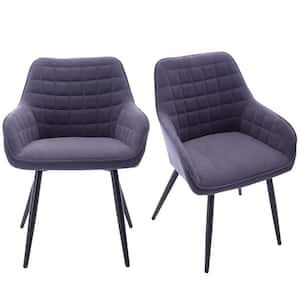 Modern Purple Velvet Diamond Tufted Accent Leisure Dining Side Chairs Metal Legs for Living Room (Set of 2)