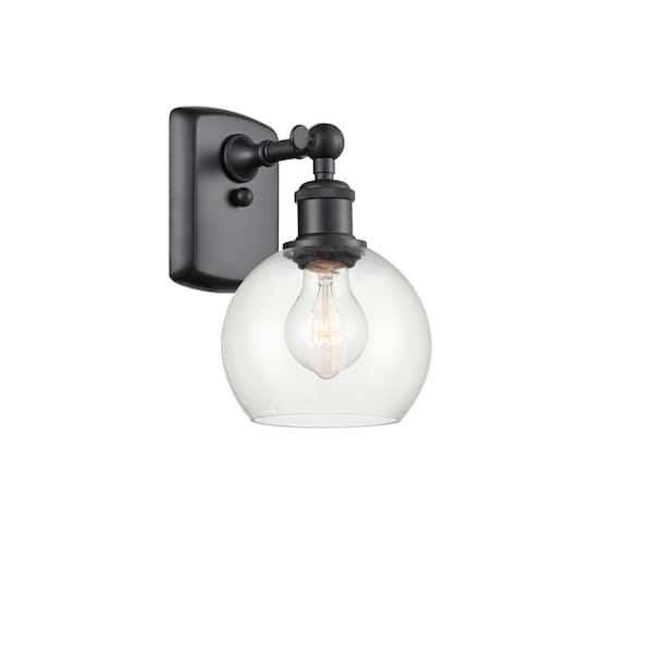 Innovations Athens 1-Light Matte Black Wall Sconce with Clear Glass Shade