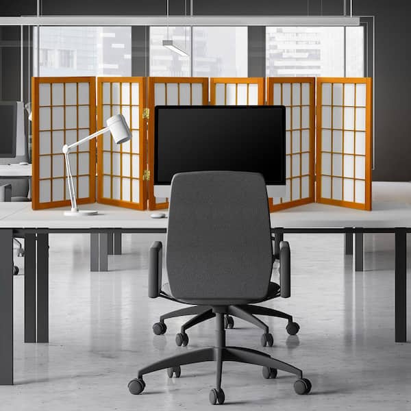 Oriental Furniture 2 ft. Short Desktop Window Pane Shoji Screen - Honey - 6 Panels
