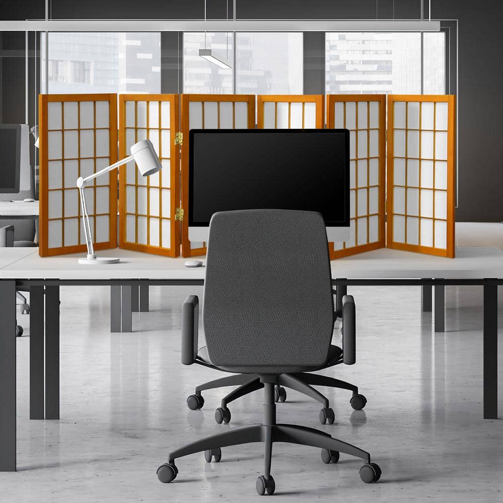 2 ft. Short Desktop Window Pane Shoji Screen - Honey - 6 Panels