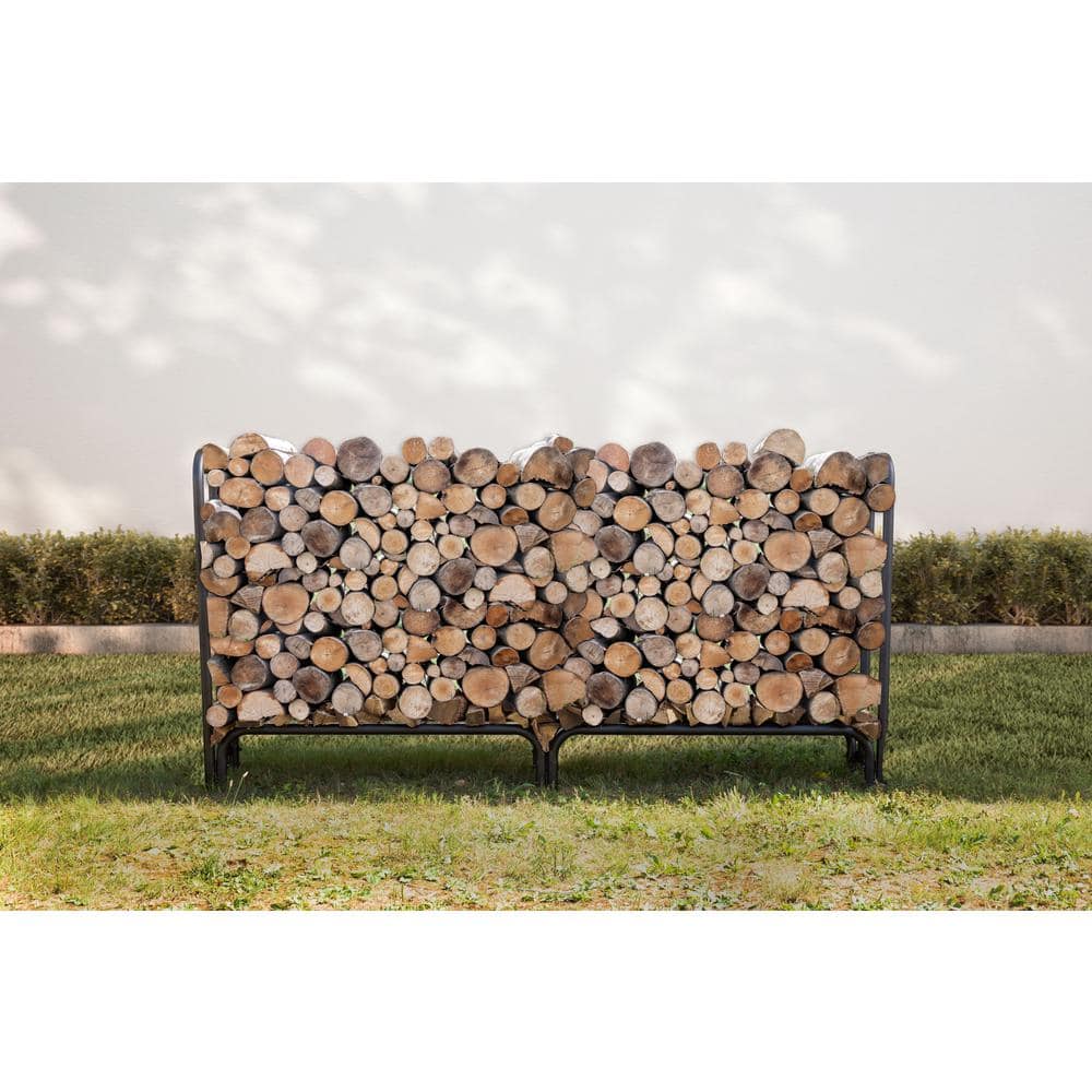 Pleasant Hearth 8' Black Heavy Duty Steel Log Rack