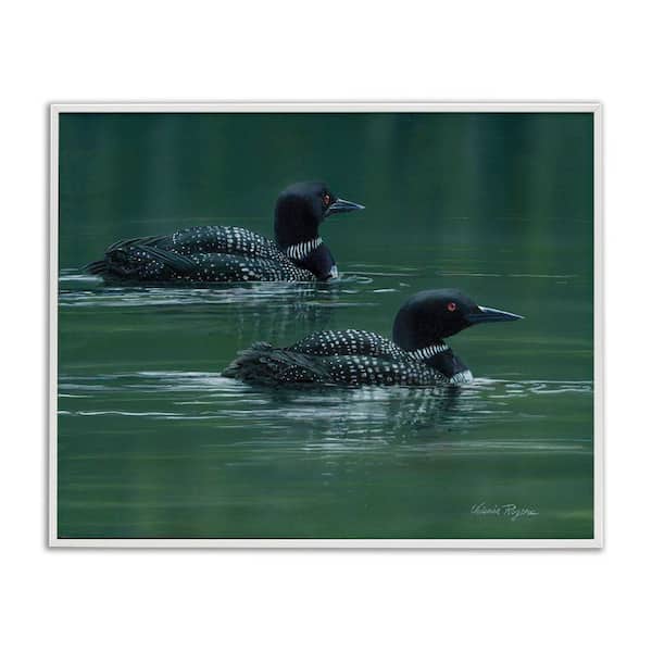 Stupell Industries Peaceful Loon Duo by Valerie Rogers White Framed Animal Giclee Art Print 16 in. x 20 in.