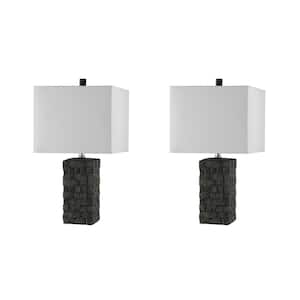 Jayden 22. 5 in. Dark Gray Table Lamp with White Shade (Set of 2)