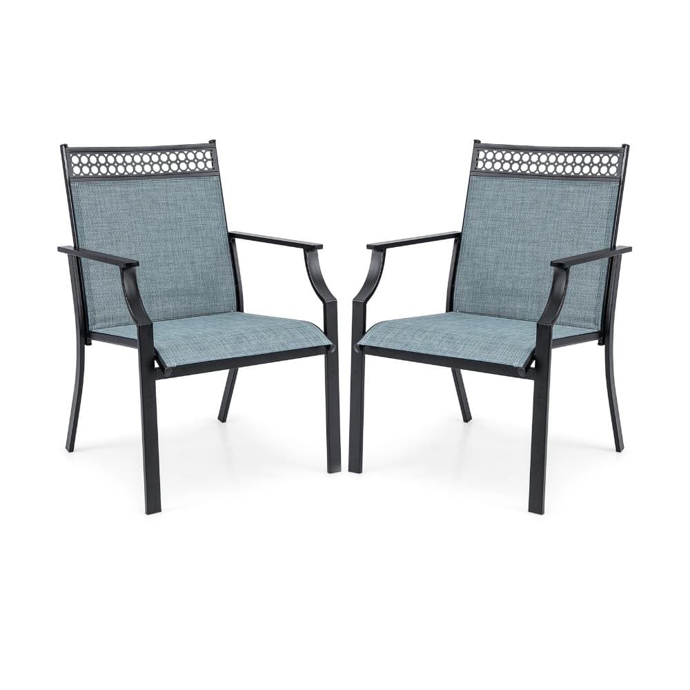 Set of 2 All-Weather Fabric and Metal Patio Dining Chairs with 330 lb. Capacity, Blue price history on PriceWatchPro