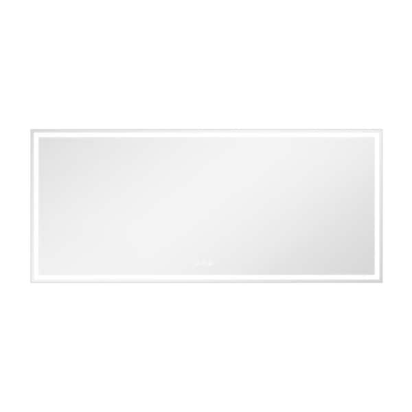 Unbranded 96 in. W x 40 in. H Rectangular Frameless LED Wall Bathroom Vanity Mirror, Tempered Glass