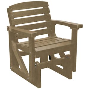 Classic 1-Person Weathered Wood Plastic Outdoor Glider