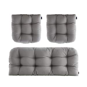 3-Piece Outdoor Chair Cushions Loveseat Outdoor Cushions Set Wicker Patio Cushion for Patio Furniture in Grey H4"xW19"