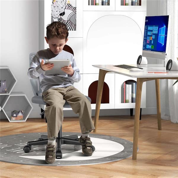 Height-Adjustable Ergonomic Kids Desk Chair with Universal Casters Working Chair Grey