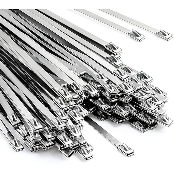 150-Piece 11.8 in. Metal Heavy Duty Zip Ties, 200 lb. Tensile Strength Anti-Uv Zip Ties for Chain Link Fence Components