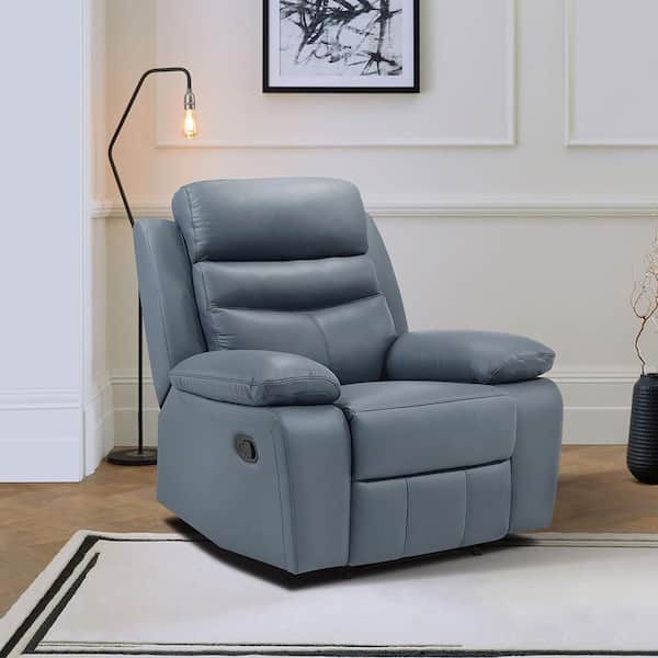 Lazzara Edelia Blue Leather Manual Recliner 9628BUE-1 - The Home Depot