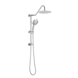 5-Spray Patterns with 1.8 GPM 10 in. Wall Mount Dual Shower Heads with Handheld Shower and Slide Bar in Chrome
