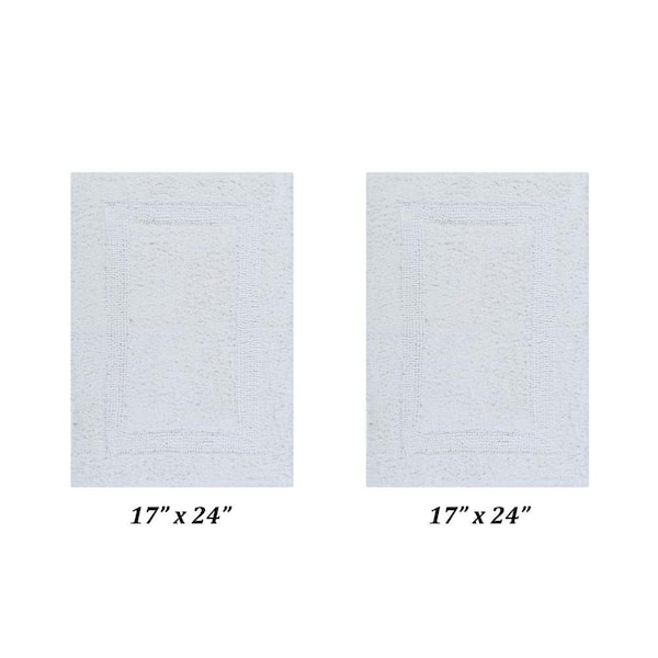 Lux Collection White 17 in. x 24 in. and 17 in. x 24 in. 100% Cotton 2-Piece Bath Rug Set