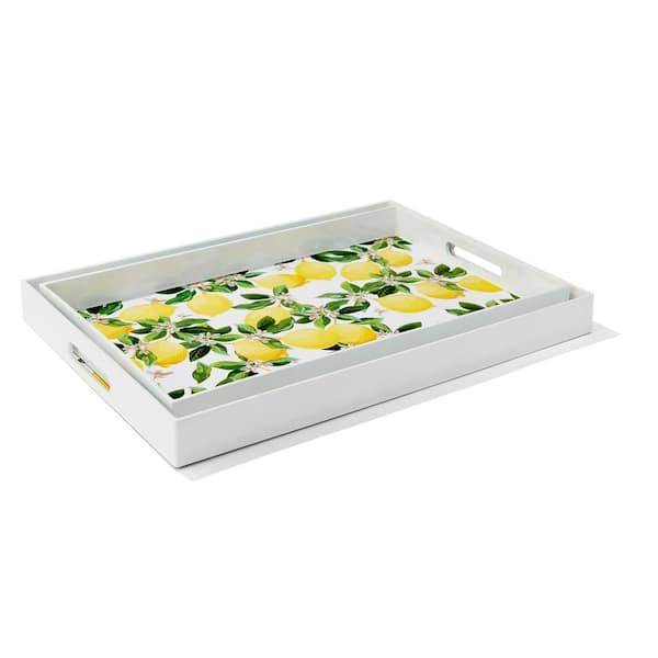 American Atelier Blossoms and Lemons Serveware Serving Trays (Set of 2)