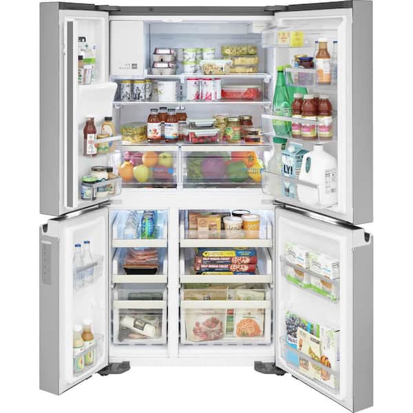 Gallery 36 in. 22 cu. ft. Counter-Depth 4-Door Refrigerator in Smudge-Proof Stainless Steel, ENERGY STAR