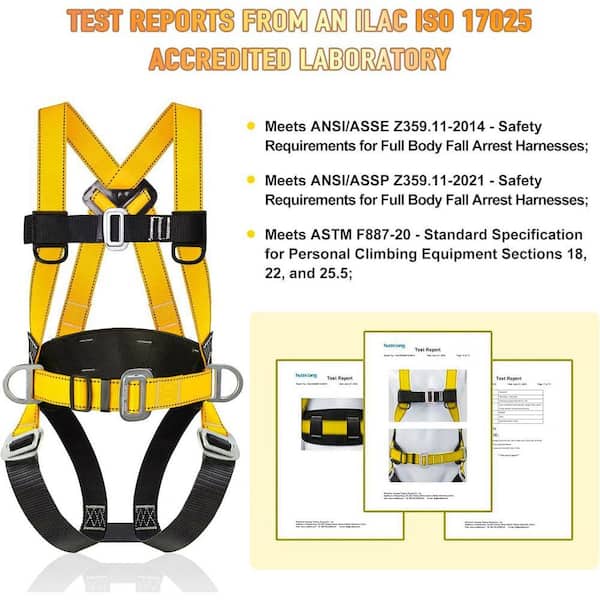 KIWDZFU Fall Protection Kit with Shock Absorbing Lanyard, Full