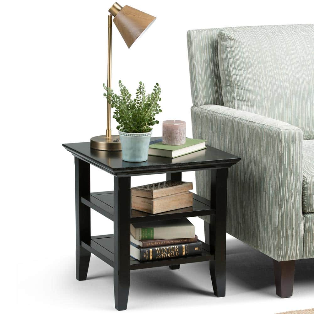 Tobacco Brown Solid Pine Square End Table with Storage