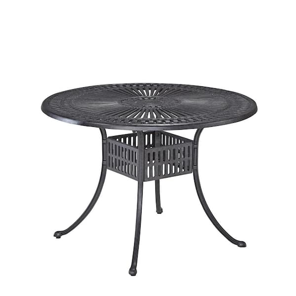 Grenada Charcoal Gray 42 in. 5-Piece Cast Aluminum Round Outdoor Dining Set with Gray Cushions