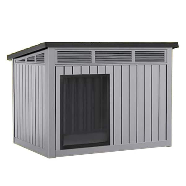 Gray Dog House Indoor Outdoor, Waterproof Dog House for Small to Medium Dogs, Dog house