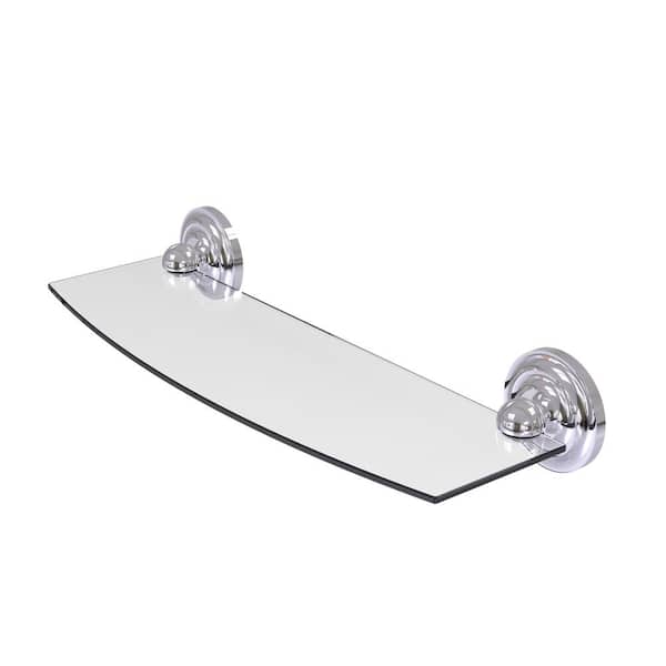 Allied Brass Prestige Que New 18 in. L x 3 in. H x 5 in. W Clear Glass Bathroom Shelf in Polished Chrome