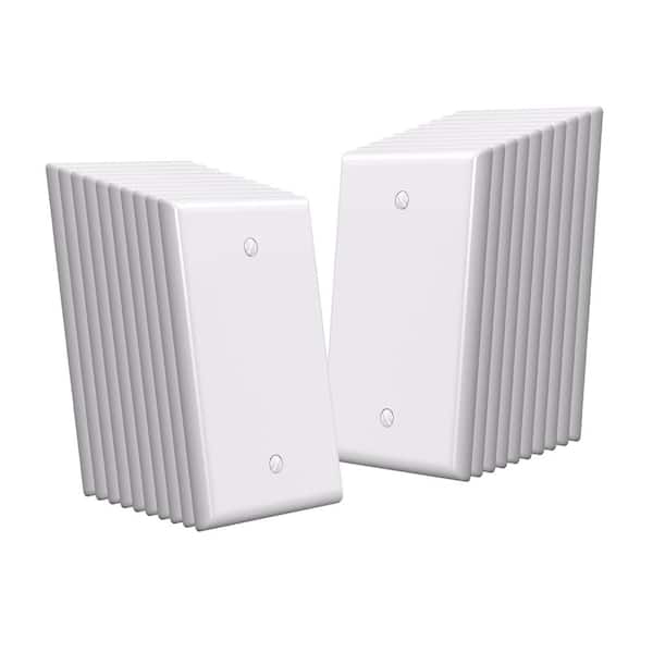 1-Gang Midsize 4.88 in. x 3.13 in. Blank Switch Wall Plate, UL Listed, Glossy White (20-pack)