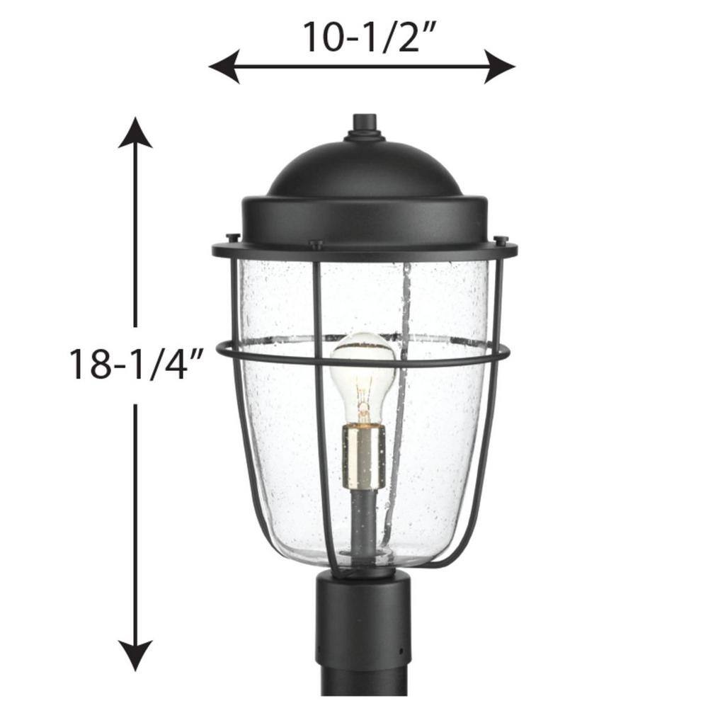 Black Incandescent Nautical Post Lantern with Seeded Glass