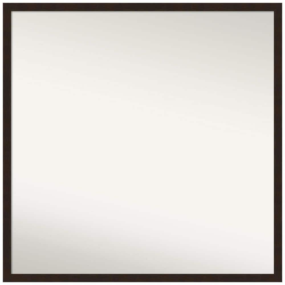 Carlisle Espresso Narrow 27 in. x 27 in. Non-Beveled Classic Square Wood Framed Wall Mirror in Brown -  Amanti Art, A38867223487