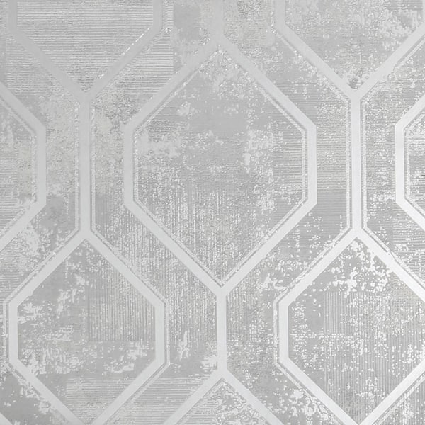 Super Fresco Armature Geo Grey and Silver Wallpaper