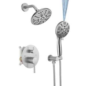 Single Handle 5-Spray Round Shower Faucet 2.5 GPM with Adjustable Flow Rate in. Brushed Nickel (Valve Included)