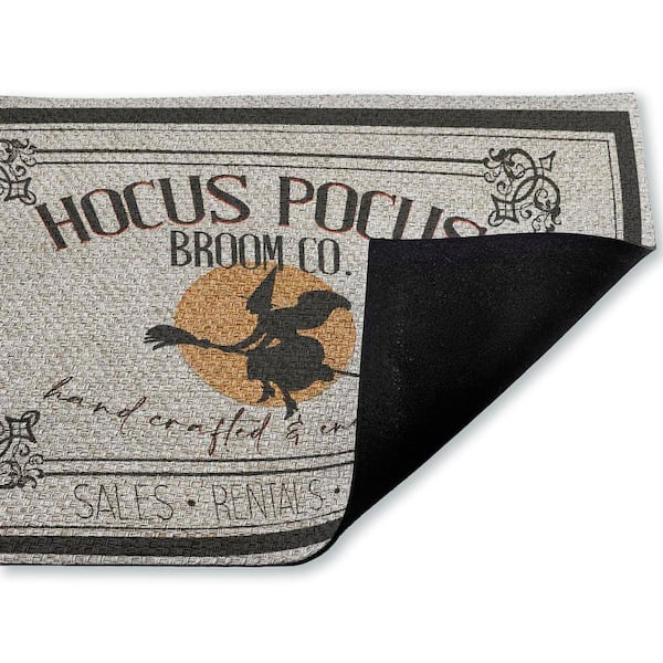 Halloween Vintage Broom Co Black 18 in. x 30 in. Polyester Non-Slip Outdoor Door Mat