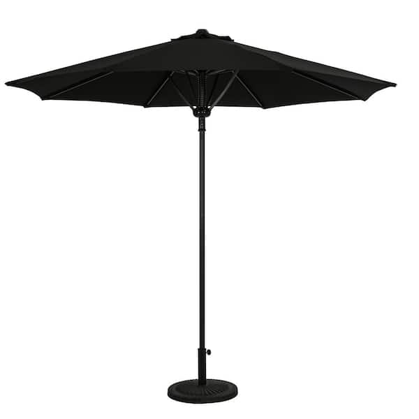 Island Umbrella Cabo II 9 ft. Spring-Up Octagon Market Patio Umbrella in Black BREEZ-TEX