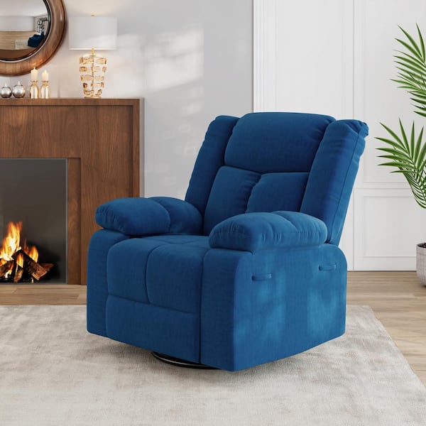 ProLounger Plush Royal Blue Velvet Fabric Swivel Glider Recliner RCL203 VEL59 SG