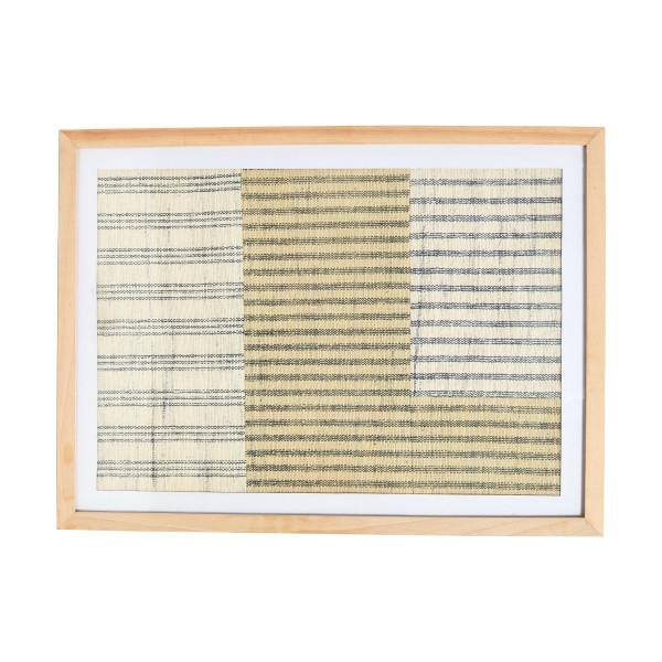 Handwoven Cotton Wall Art with Natural Wood Frame and Plastic Cover