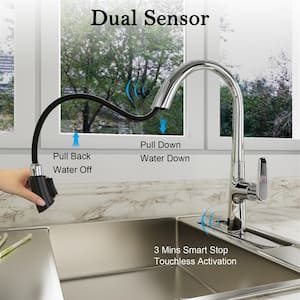 Touchless Single Handle High Arc Pull Down Sprayer Kitchen Faucet in Chrome