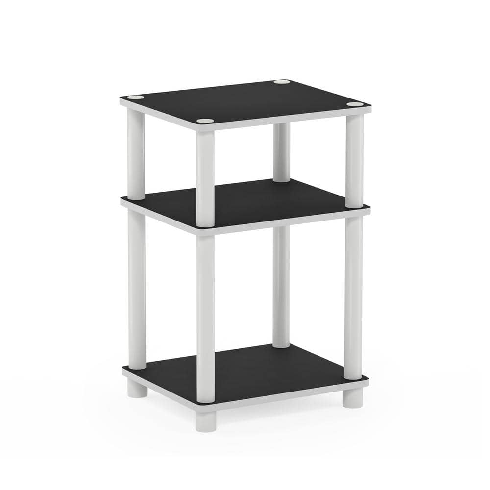 Modern Petite 3-Tier White Wood and Metal End Table