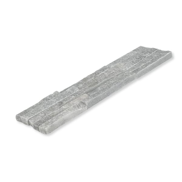 Slender Strip Corner 3 in. x 12 in. Celestial White Split Face Marble Wall Tile (5.28 sq. ft./Case)