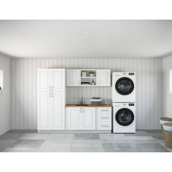 MILL'S PRIDE Greenwich Verona White Plywood Shaker Stock Ready to Assemble Kitchen-Laundry Cabinet Kit 24 in. x 84 in. x 97 in.