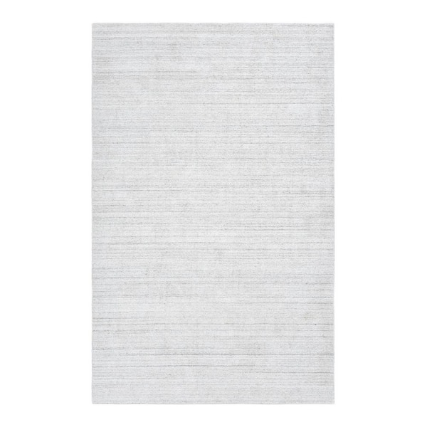 Solo Rugs Ashton Modern Ivory 10 ft. x 14 ft. Striped Hand Knotted Area Rug