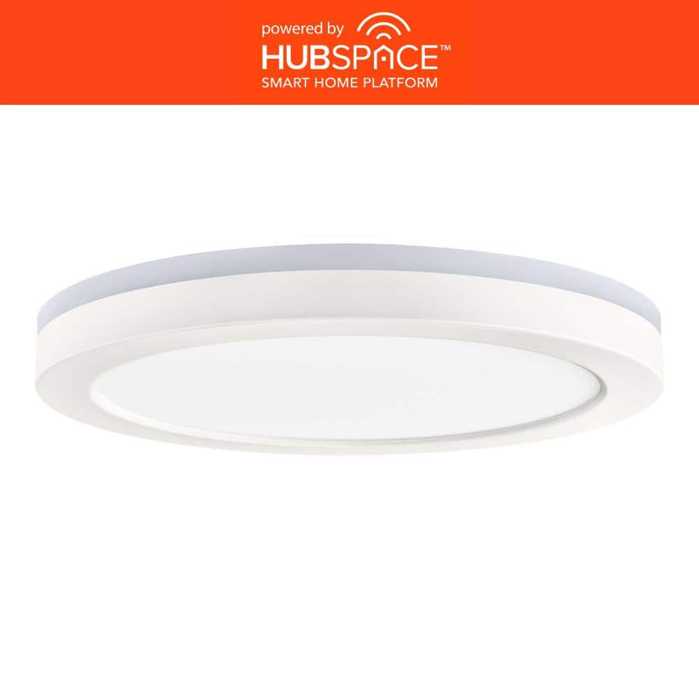 12 in. LED Flush Mount Smart CCT and RGB Selectable Matte White Finish with