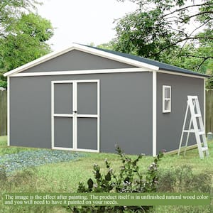 10 ft. x 12 ft. Unfinished Wood Shed Outdoor with Window and Flexible Double Door Do-it-Yourself Shed (120 sq. ft.)