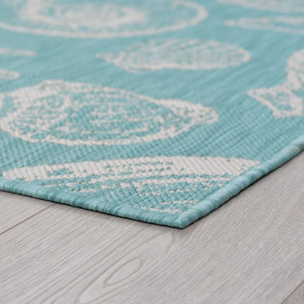 アクアドエア7 10本 Tayse Rugs Eco Coastal Aqua 8 ft. x 10 ft. Indoor/Outdoor Area Rug