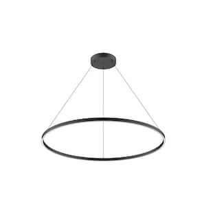 Cerchio 48 in. 1 Light 100-Watt Black Integrated LED Pendant Light