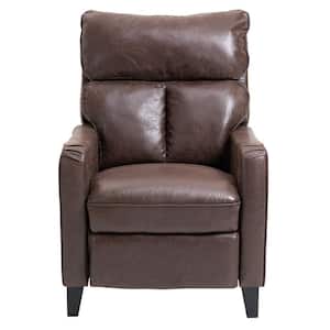 28.75" Wide Faux Leather Club Manual Glider Recliner with Padded Pillows in Dark Brown