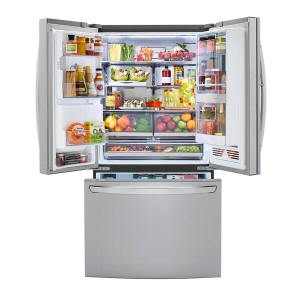 Lg Electronics 23 3 Cu Ft French Door Smart Refrigerator Instaview Dual Craft Ice Printproof Stainless Counter Depth Lrfvc2406s The Home Depot