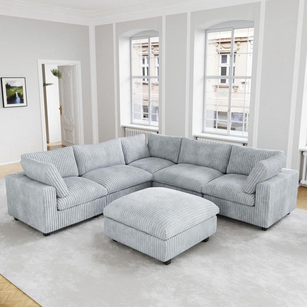 Magic Home Lawson Cloud Couch 118 in. Square Arm Velvet Solid Wood