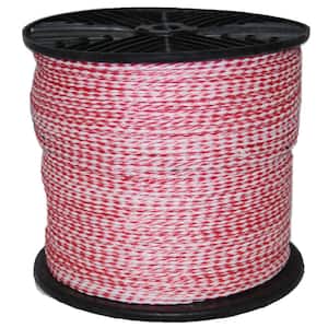 #8 - 1/4 in. x 1000 ft. Red and White Hollow Braid Polypro