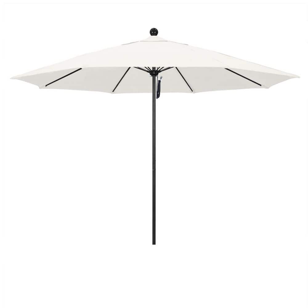 11 ft. Black Aluminum Market Patio Umbrella with Fiberglass Ribs Pulley Lift in Natural Sunbrella price history on PriceWatchPro